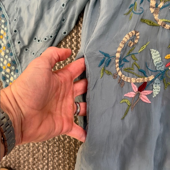 Johnny Was Summer Embroidered Light Blue Long Kimono, One Size - Picture 6 of 8